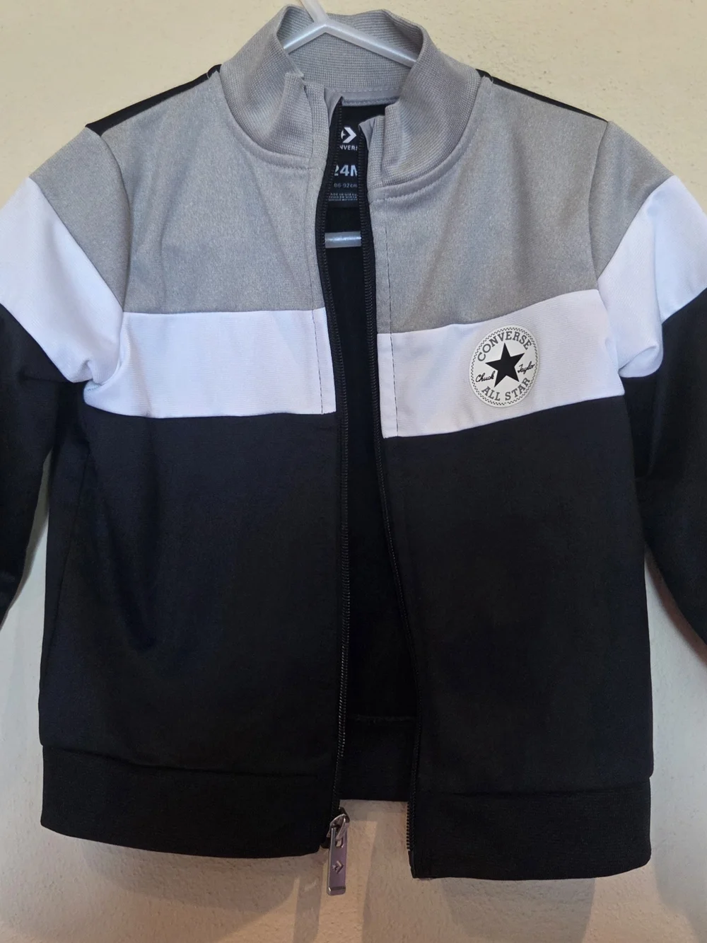 Converse Kids Colorblock Zip Jacket & Pants Set - Black, White, Gray